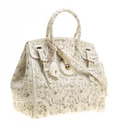 Pre Owned Ralph Lauren Cream Leather Ricky Top Handle Bag