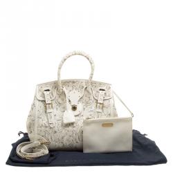 Pre Owned Ralph Lauren Cream Leather Ricky Top Handle Bag