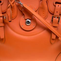 Pre Owned Ralph Lauren Orange Leather Ricky Top Handle Bag