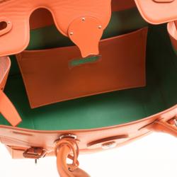 Pre Owned Ralph Lauren Orange Leather Ricky Top Handle Bag