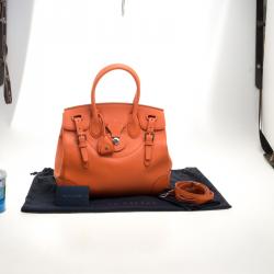 Pre Owned Ralph Lauren Orange Leather Ricky Top Handle Bag