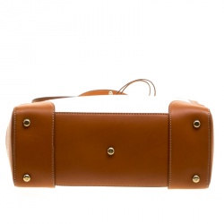 Pre Owned Ralph Lauren Brown/White Leather and Canvas Tiffin 33 Bag