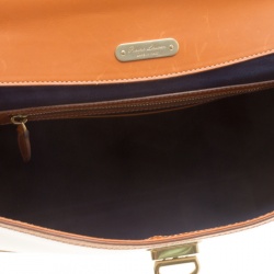 Pre Owned Ralph Lauren Brown/White Leather and Canvas Tiffin 33 Bag