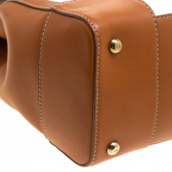 Pre Owned Ralph Lauren Brown/White Leather and Canvas Tiffin 33 Bag