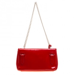 Pre Owned Ralph Lauren Red Patent Leather Ricky Chain Shoulder Bag