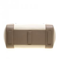 Pre Owned Ralph Lauren Taupe/Off White Leather Ricky Top Handle Bag