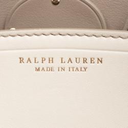 Pre Owned Ralph Lauren Taupe/Off White Leather Ricky Top Handle Bag