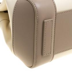 Pre Owned Ralph Lauren Taupe/Off White Leather Ricky Top Handle Bag