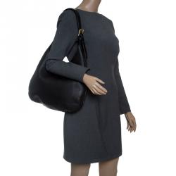 Pre Owned Ralph Lauren Black Leather Flat Hobo