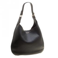 Pre Owned Ralph Lauren Black Leather Flat Hobo
