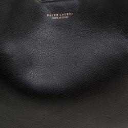 Pre Owned Ralph Lauren Black Leather Flat Hobo