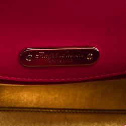 Pre Owned Ralph Lauren Pink Leather Mini Tiffin Crystal Embellished Top Handle Bag