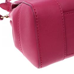 Pre Owned Ralph Lauren Pink Leather Mini Tiffin Crystal Embellished Top Handle Bag