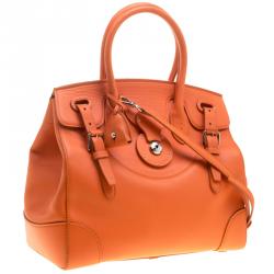 Pre Owned Ralph Lauren Orange Leather Ricky Top Handle Bag