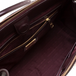 مملوكة مسبقًا حقيبة يد رالف لورين جلد منقوش عنابية