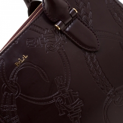 مملوكة مسبقًا حقيبة يد رالف لورين جلد منقوش عنابية