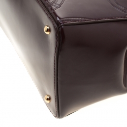 مملوكة مسبقًا حقيبة يد رالف لورين جلد منقوش عنابية