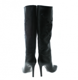 Pre Owned Ralph Lauren Black Floral Embroidered Leather Tolliver-e Knee Length Boots Size 38