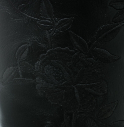 Pre Owned Ralph Lauren Black Floral Embroidered Leather Tolliver-e Knee Length Boots Size 38
