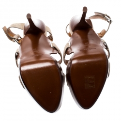 Pre Owned صندل رالف لورين نعل سميك سير كاحل بابيت سويدي بيج مقاس 39