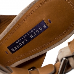 Pre Owned صندل رالف لورين نعل سميك سير كاحل بابيت سويدي بيج مقاس 39