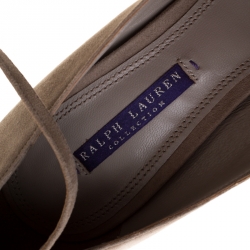 Pre Owned Ralph Lauren Beige Suede Python Leather Warah Wedge Heel Peep Toe Pumps Size 38