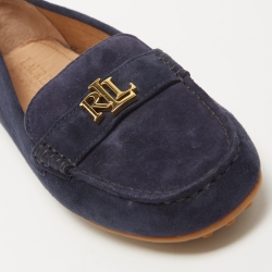 Pre Owned Ralph Lauren Navy Blue Suede Barnsbury Loafers Size 38