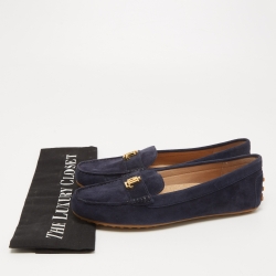 Pre Owned Ralph Lauren Navy Blue Suede Barnsbury Loafers Size 38