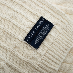 Ralph Lauren Cream Cable Knit Cotton and Wool Muffler