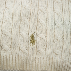 Ralph Lauren Cream Cable Knit Cotton and Wool Muffler
