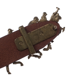 Pre Owned Ralph Lauren Brown Leather Polo Match Buckle Belt 105 CM