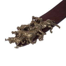 Pre Owned Ralph Lauren Brown Leather Polo Match Buckle Belt 105 CM