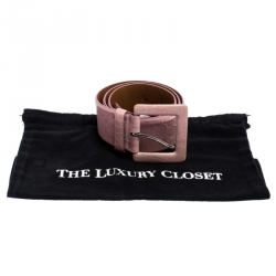 Pre Owned Ralph Lauren Pink Alligator Buckle Wide Belt 100CM