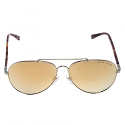 Pre Owned Ralph Lauren Antique Gold/ Gold Mirrored RL7058 Aviator Sunglasses