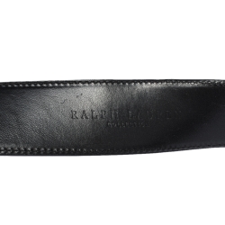 Pre Owned Ralph Lauren Black Leather Horseshoe Crystal Embellished Buckle Belt 95CM