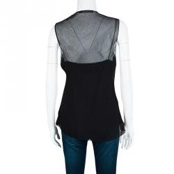 Pre Owned Ralph Lauren Black Silk Chiffon Strap Embellished Detail Sleeveless Top L