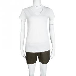 Pre Owned Ralph Lauren Dark Green Lamb Leather High Waist Shorts S