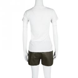 Pre Owned Ralph Lauren Dark Green Lamb Leather High Waist Shorts S