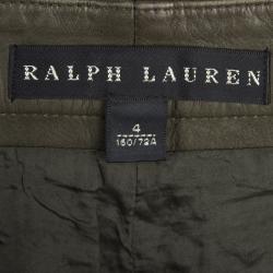 Pre Owned Ralph Lauren Dark Green Lamb Leather High Waist Shorts S