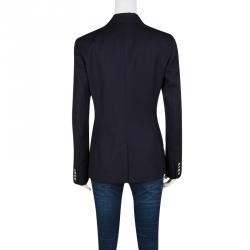 Pre Owned Ralph Lauren Navy Blue Wool Logo Embroidered Blazer M