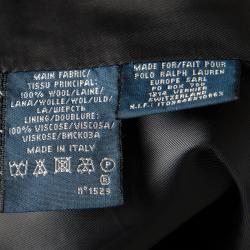 Pre Owned Ralph Lauren Navy Blue Wool Logo Embroidered Blazer M