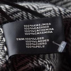 Pre Owned Ralph Lauren Monochrome Chevron Pattern Leather Trim Cashmere Dress M