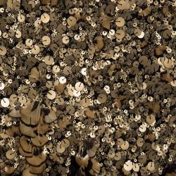 Pre Owned Ralph Lauren Gold Sequin and Feather Embellished Maxi Skirt M