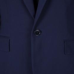 Pre Owned Ralph Lauren Navy Blue Wool Paisley Print Lined Blazer M