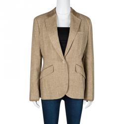 Pre Owned Ralph Lauren Brown Suede Trim Detail Blazer M