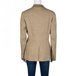 Pre Owned Ralph Lauren Brown Suede Trim Detail Blazer M