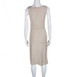 Pre Owned Ralph Lauren Beige Draped Sleeveless Ravenna Dress S