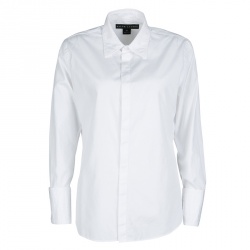 Pre Owned Ralph Lauren White Cotton Long Sleeve Button Front Shirt L