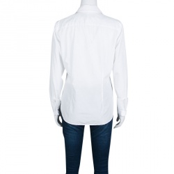 Pre Owned Ralph Lauren White Cotton Long Sleeve Button Front Shirt L