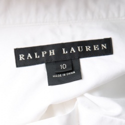 Pre Owned Ralph Lauren White Cotton Long Sleeve Button Front Shirt L